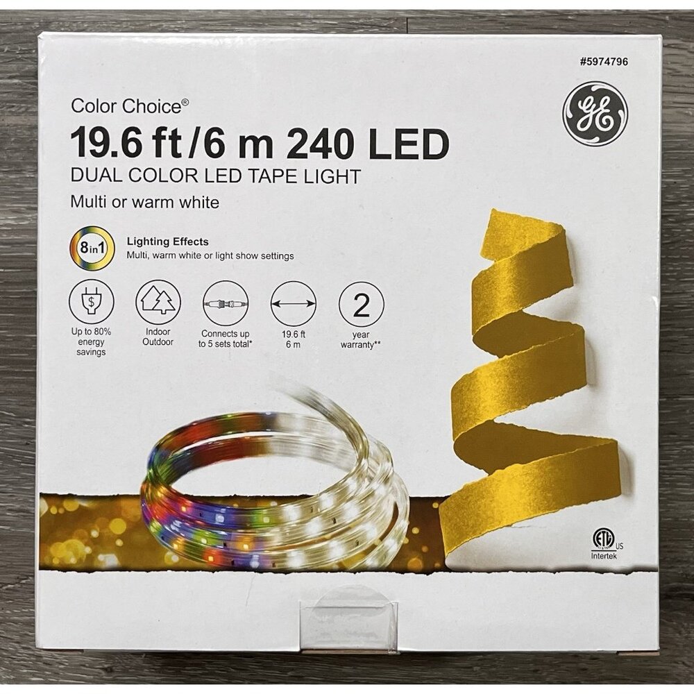 GE 19.6 Ft / 6 M 240 LED Dual Color LED Tape Light With 8 Lighting Effects NEW